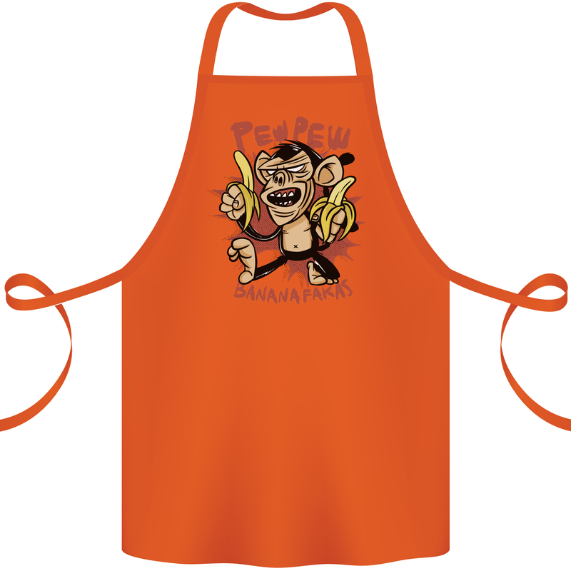 Pew Pew Bananafakas Bananas Monkey Cotton Apron 100% Organic Orange