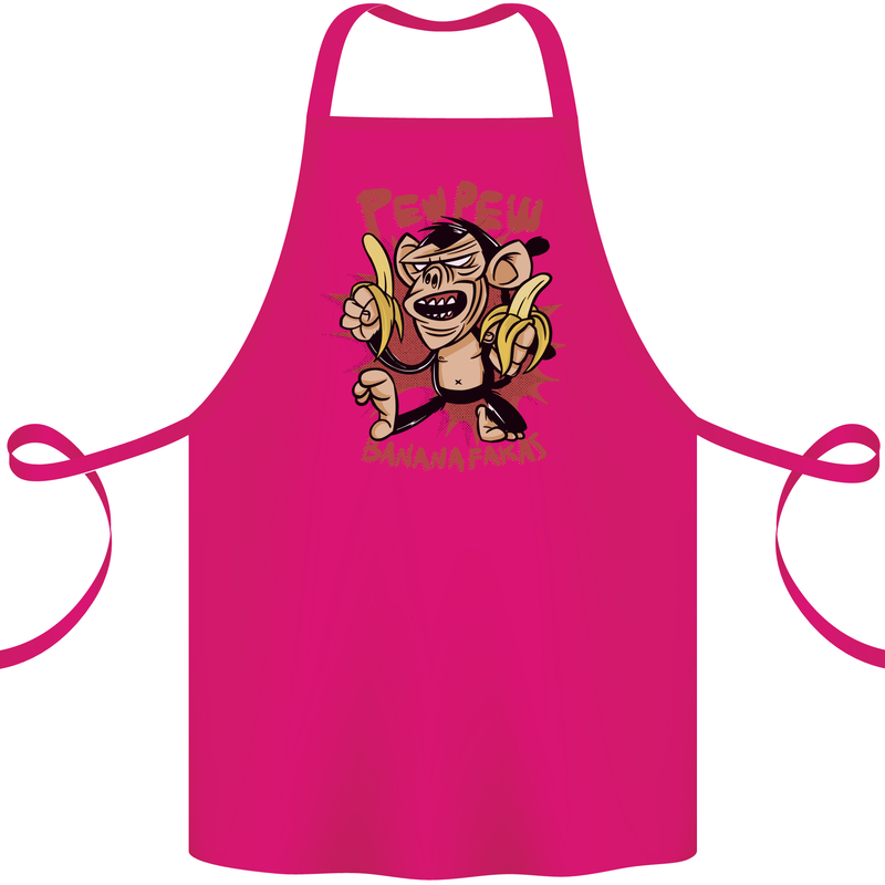 Pew Pew Bananafakas Bananas Monkey Cotton Apron 100% Organic Pink