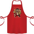 Pew Pew Bananafakas Bananas Monkey Cotton Apron 100% Organic Red