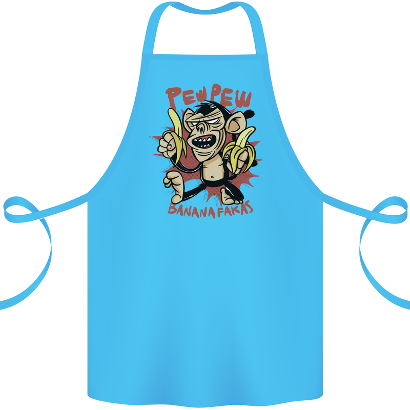 Pew Pew Bananafakas Bananas Monkey Cotton Apron 100% Organic Turquoise