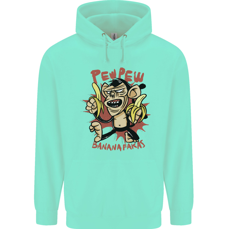 Pew Pew Bananafakas Bananas Monkey Crazy Childrens Kids Hoodie Peppermint