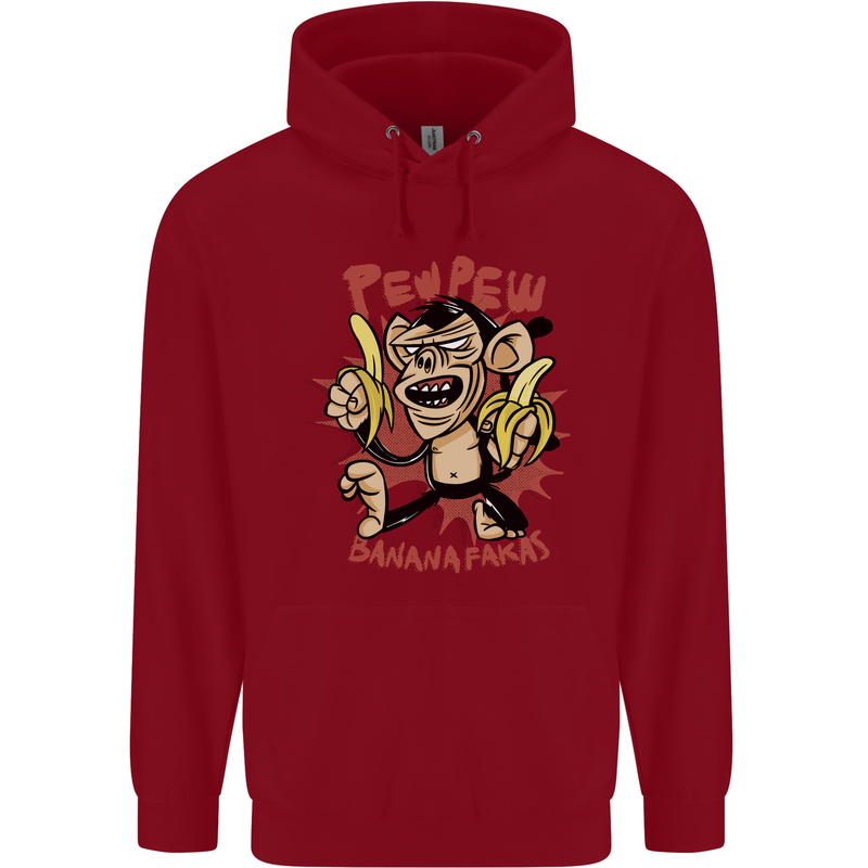 Pew Pew Bananafakas Bananas Monkey Crazy Childrens Kids Hoodie Red