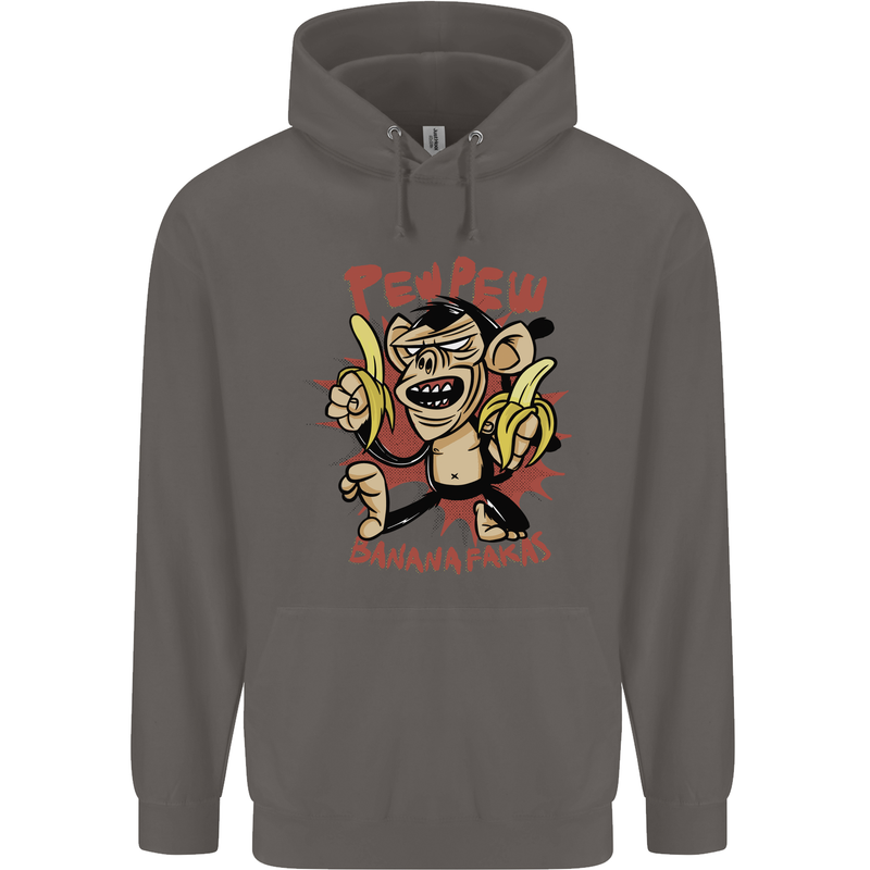 Pew Pew Bananafakas Bananas Monkey Crazy Mens 80% Cotton Hoodie Charcoal