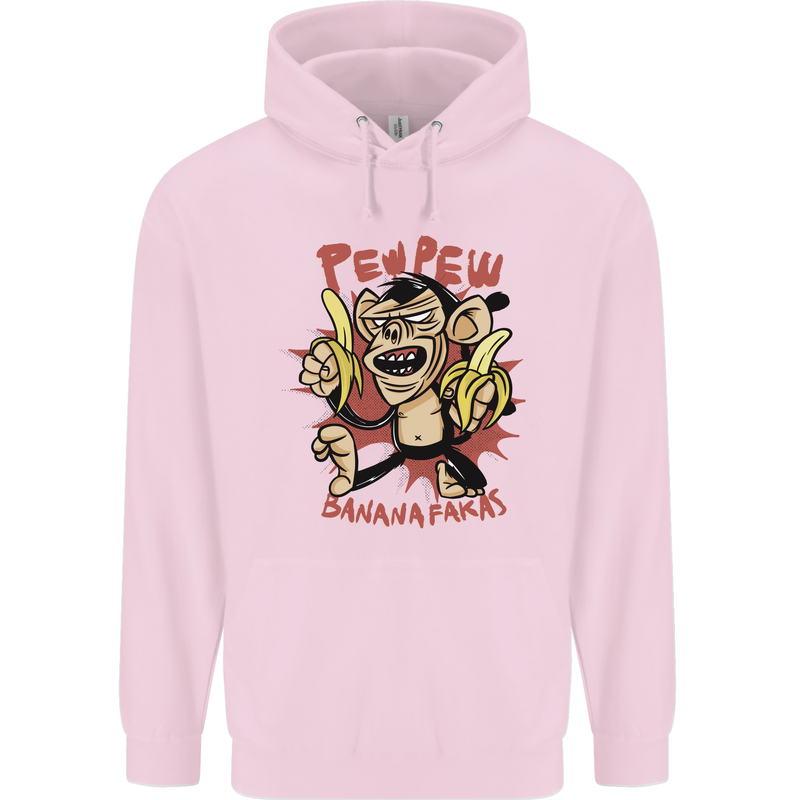 Pew Pew Bananafakas Bananas Monkey Crazy Mens 80% Cotton Hoodie Light Pink