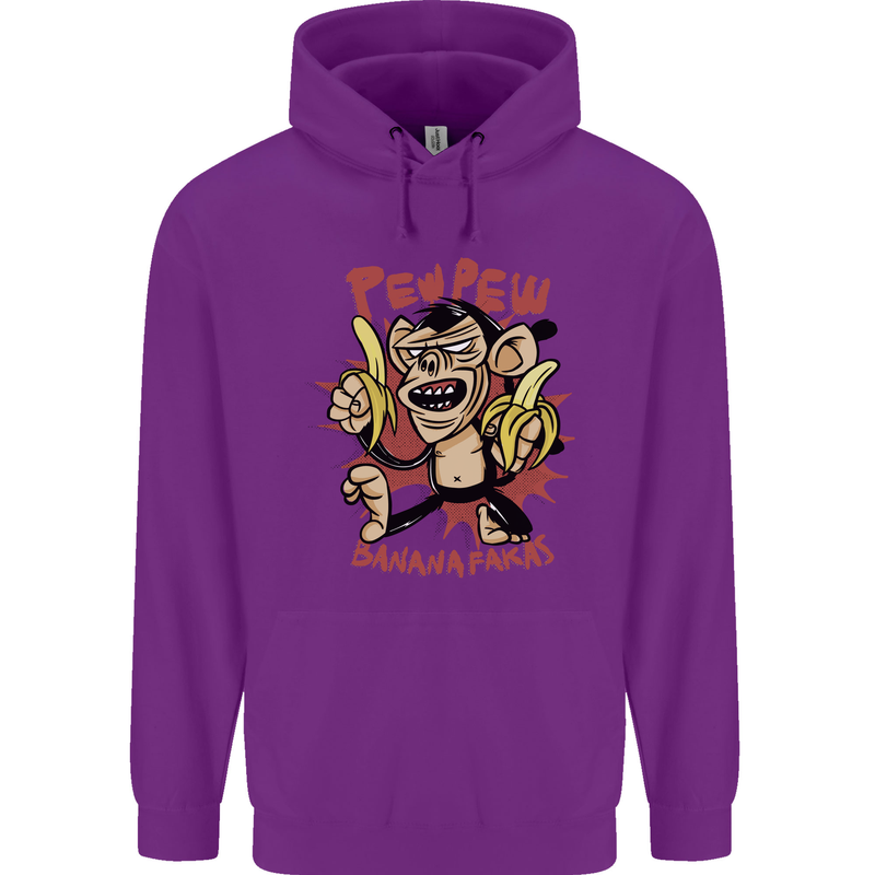 Pew Pew Bananafakas Bananas Monkey Crazy Mens 80% Cotton Hoodie Purple