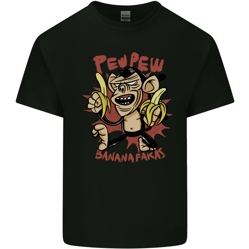 Pew Pew Bananafakas Bananas Monkey Crazy Mens Cotton T-Shirt Tee Top Black