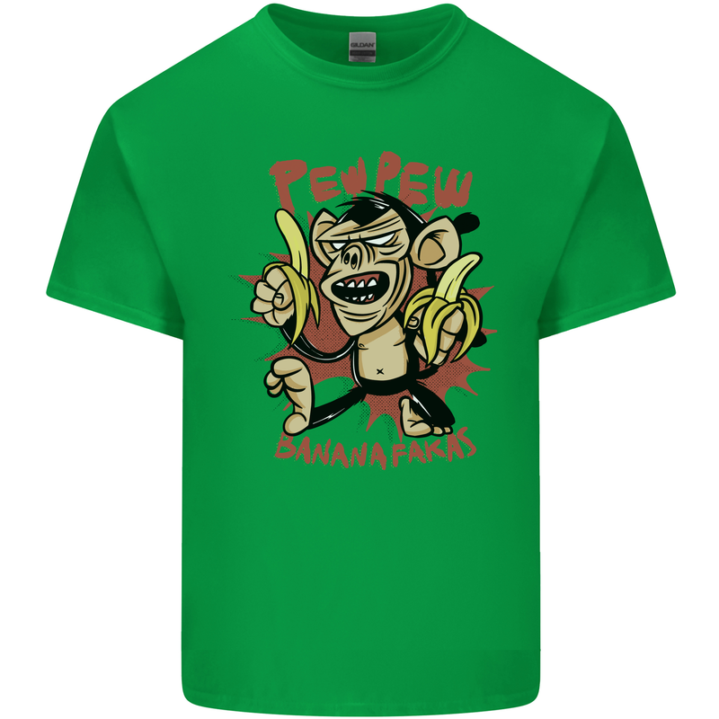 Pew Pew Bananafakas Bananas Monkey Crazy Mens Cotton T-Shirt Tee Top Irish Green