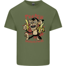 Pew Pew Bananafakas Bananas Monkey Crazy Mens Cotton T-Shirt Tee Top Military Green