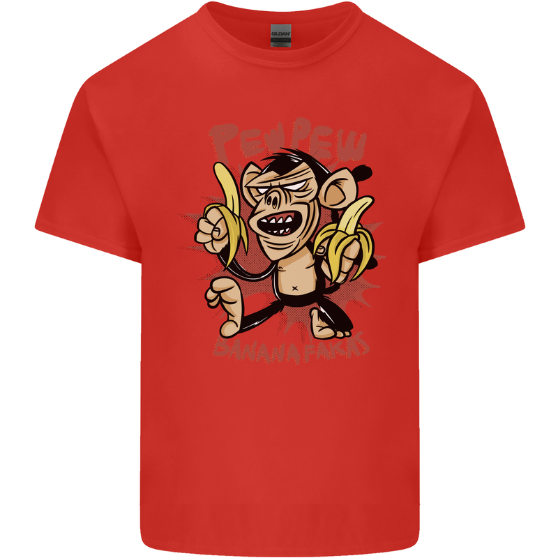 Pew Pew Bananafakas Bananas Monkey Crazy Mens Cotton T-Shirt Tee Top Red