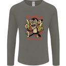 Pew Pew Bananafakas Bananas Monkey Crazy Mens Long Sleeve T-Shirt Charcoal