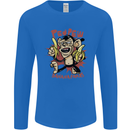 Pew Pew Bananafakas Bananas Monkey Crazy Mens Long Sleeve T-Shirt Royal Blue