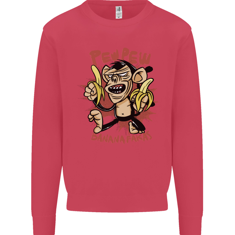 Pew Pew Bananafakas Bananas Monkey Crazy Mens Sweatshirt Jumper Heliconia
