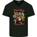 Pew Pew Bananafakas Bananas Monkey Crazy Mens V-Neck Cotton T-Shirt Black