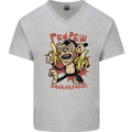 Pew Pew Bananafakas Bananas Monkey Crazy Mens V-Neck Cotton T-Shirt Sports Grey