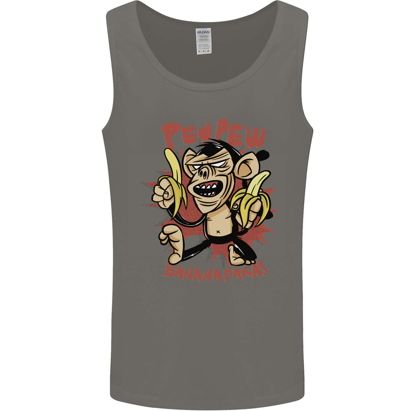 Pew Pew Bananafakas Bananas Monkey Crazy Mens Vest Tank Top Charcoal