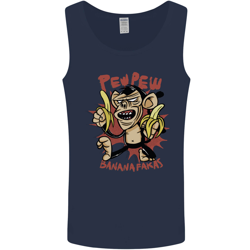 Pew Pew Bananafakas Bananas Monkey Crazy Mens Vest Tank Top Navy Blue