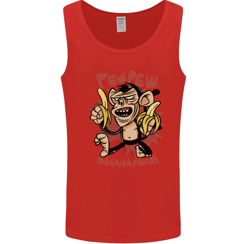Pew Pew Bananafakas Bananas Monkey Crazy Mens Vest Tank Top Red