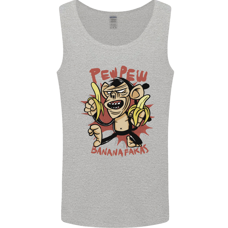 Pew Pew Bananafakas Bananas Monkey Crazy Mens Vest Tank Top Sports Grey