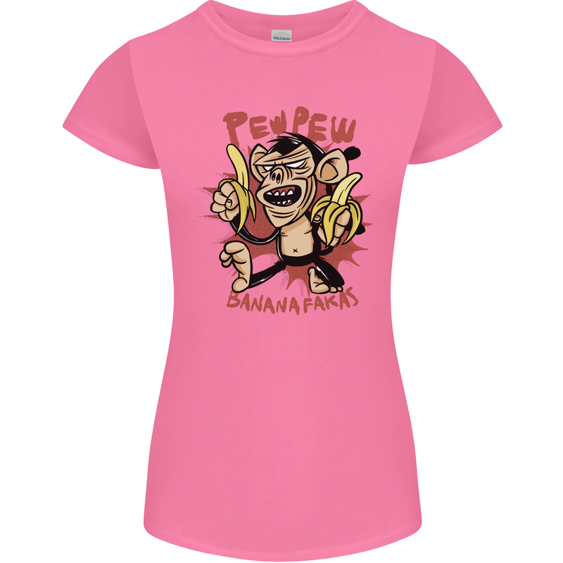 Pew Pew Bananafakas Bananas Monkey Crazy Womens Petite Cut T-Shirt Azalea