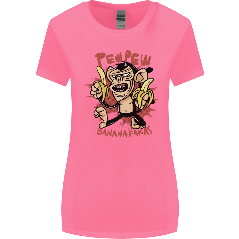 Pew Pew Bananafakas Bananas Monkey Crazy Womens Wider Cut T-Shirt Azalea