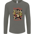 Pew Pew Bananafakas Bananas Monkey Mens Long Sleeve T-Shirt Charcoal