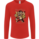 Pew Pew Bananafakas Bananas Monkey Mens Long Sleeve T-Shirt Red