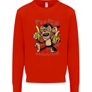 Pew Pew Bananafakas Bananas Monkey Mens Sweatshirt Jumper Bright Red