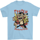 Pew Pew Bananafakas Bananas Monkey Mens T-Shirt 100% Cotton Light Blue