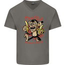 Pew Pew Bananafakas Bananas Monkey Mens V-Neck Cotton T-Shirt Charcoal