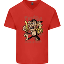 Pew Pew Bananafakas Bananas Monkey Mens V-Neck Cotton T-Shirt Red