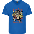 Pew Pew Bananafakas Bananas Monkey Mens V-Neck Cotton T-Shirt Royal Blue
