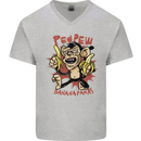 Pew Pew Bananafakas Bananas Monkey Mens V-Neck Cotton T-Shirt Sports Grey