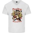 Pew Pew Bananafakas Bananas Monkey Mens V-Neck Cotton T-Shirt White