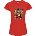 Pew Pew Bananafakas Bananas Monkey Womens Petite Cut T-Shirt Red