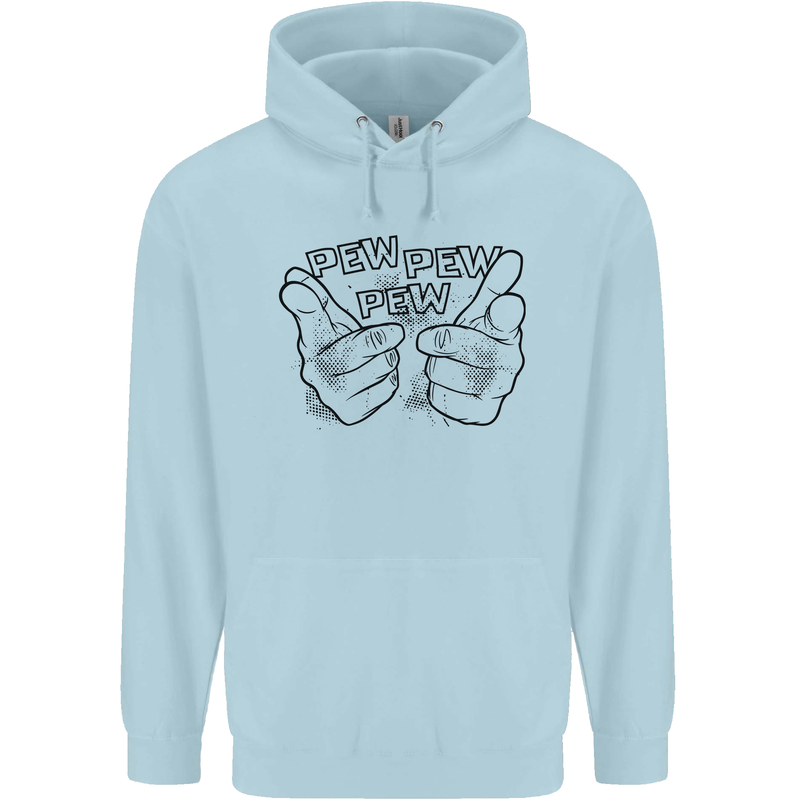 Pew Pew Pew Hands Funny Lightsaber Sci-Fi Childrens Kids Hoodie Light Blue