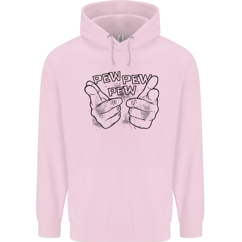 Pew Pew Pew Hands Funny Lightsaber Sci-Fi Childrens Kids Hoodie Light Pink