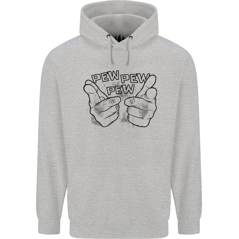 Pew Pew Pew Hands Funny Lightsaber Sci-Fi Childrens Kids Hoodie Sports Grey