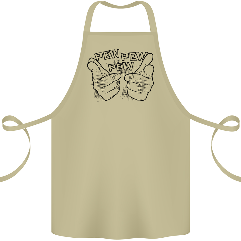 Pew Pew Pew Hands Funny Lightsaber Sci-Fi Cotton Apron 100% Organic Khaki