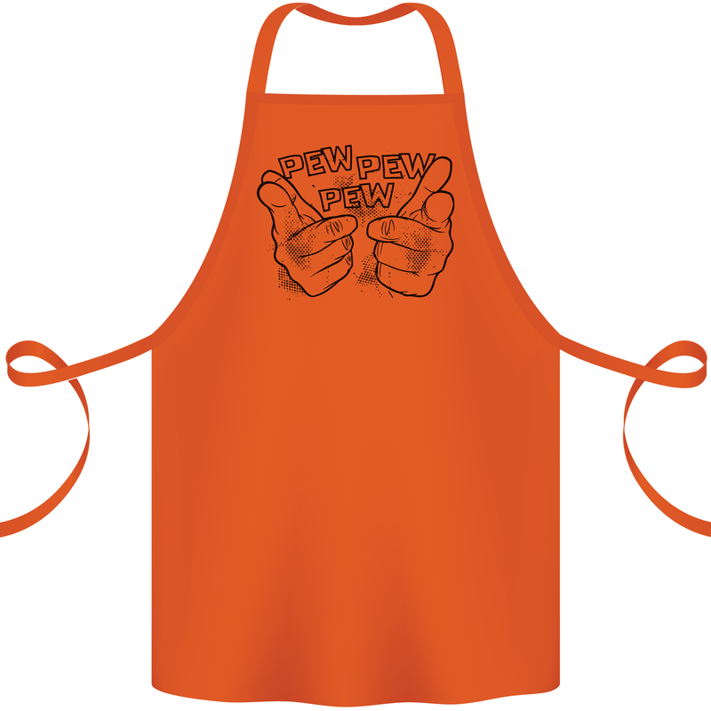Pew Pew Pew Hands Funny Lightsaber Sci-Fi Cotton Apron 100% Organic Orange