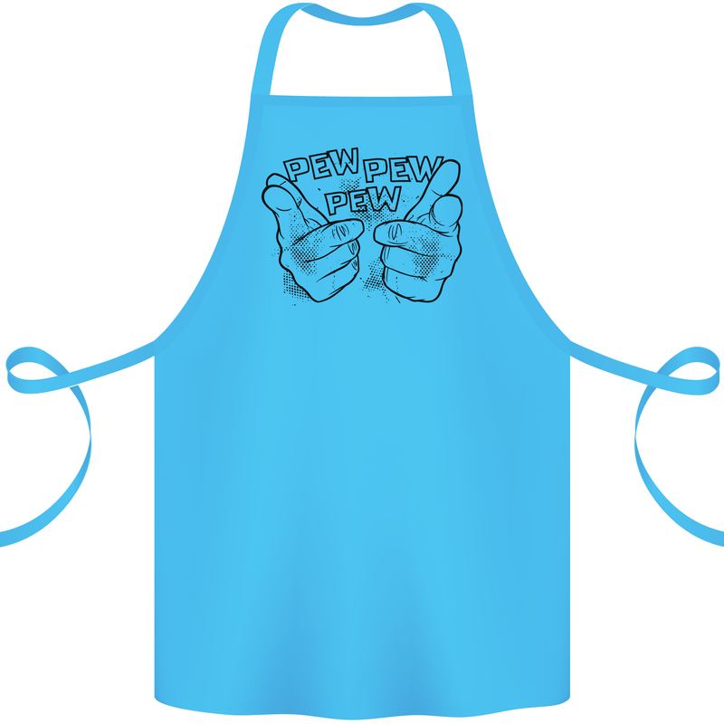 Pew Pew Pew Hands Funny Lightsaber Sci-Fi Cotton Apron 100% Organic Turquoise