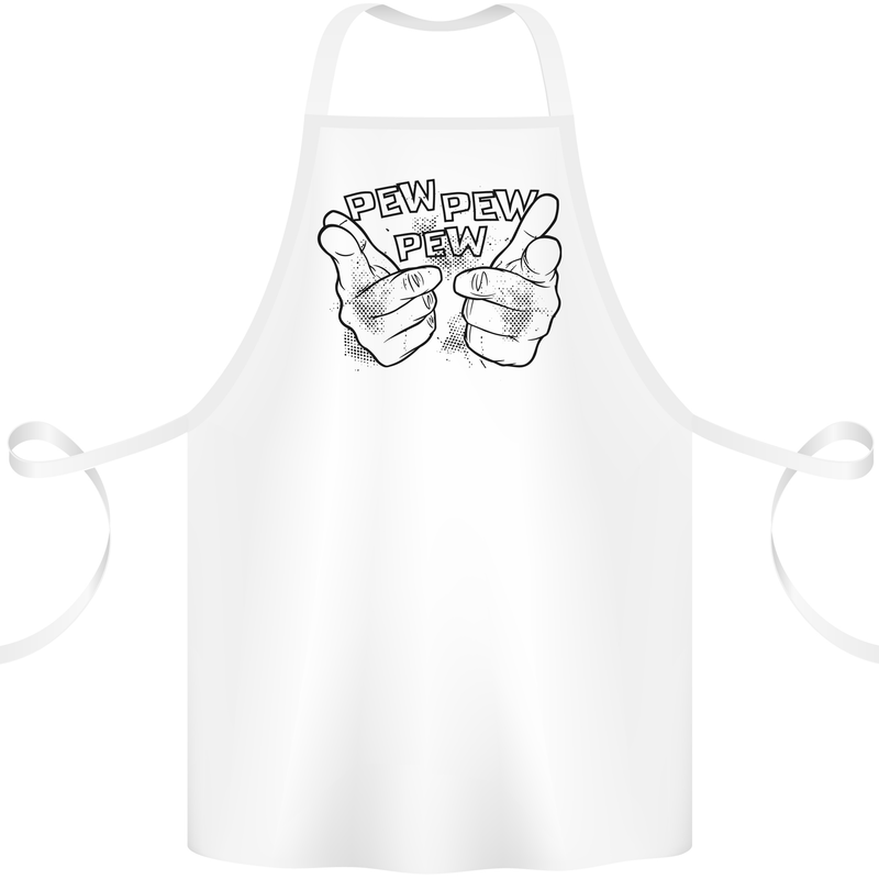 Pew Pew Pew Hands Funny Lightsaber Sci-Fi Cotton Apron 100% Organic White