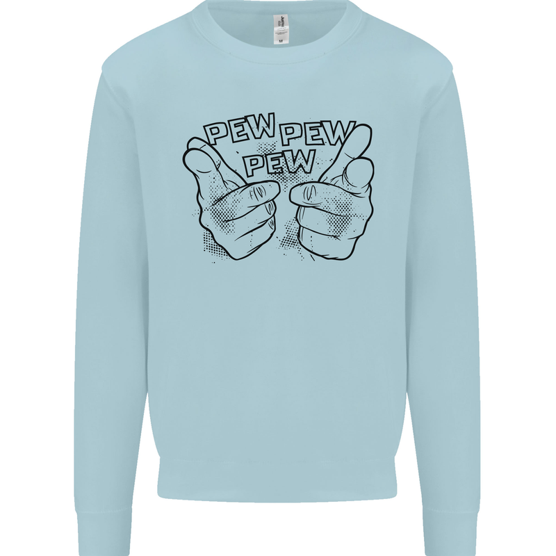 Pew Pew Pew Hands Funny Lightsaber Sci-Fi Kids Sweatshirt Jumper Light Blue