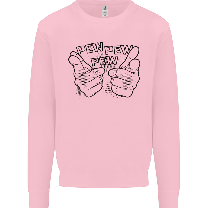 Pew Pew Pew Hands Funny Lightsaber Sci-Fi Kids Sweatshirt Jumper Light Pink