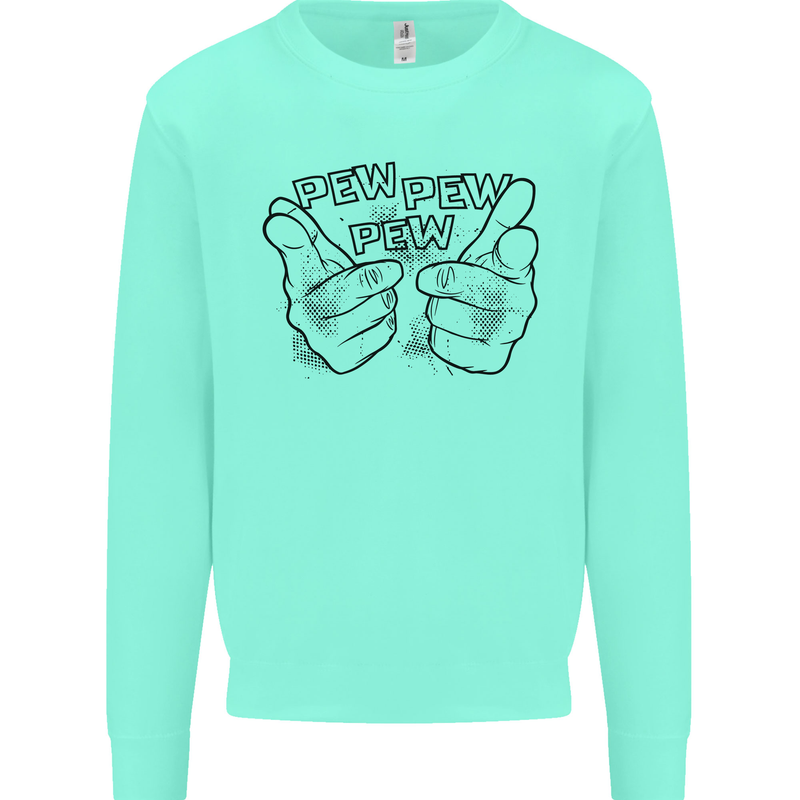 Pew Pew Pew Hands Funny Lightsaber Sci-Fi Kids Sweatshirt Jumper Peppermint