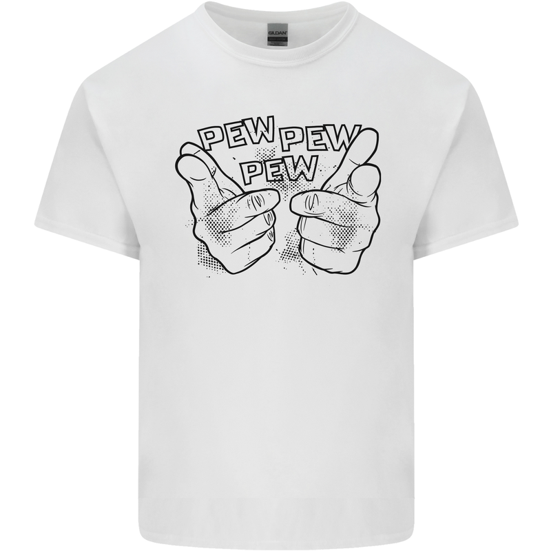 Pew Pew Pew Hands Funny Lightsaber Sci-Fi Kids T-Shirt Childrens White