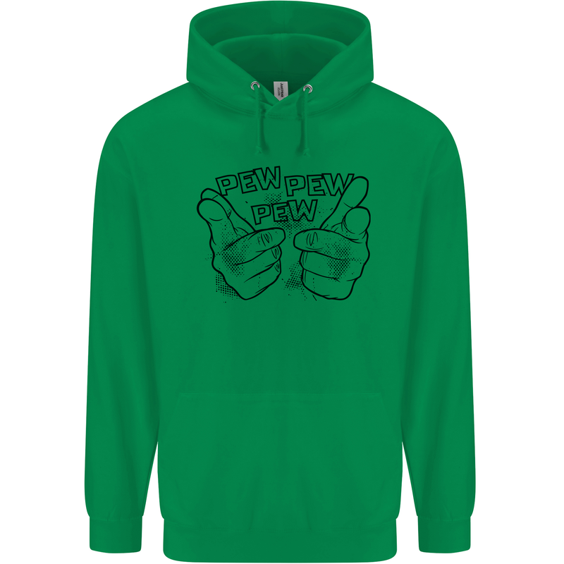 Pew Pew Pew Hands Funny Lightsaber Sci-Fi Mens 80% Cotton Hoodie Irish Green