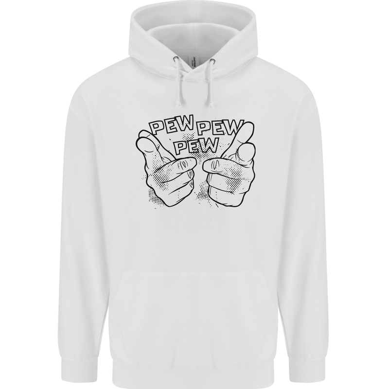 Pew Pew Pew Hands Funny Lightsaber Sci-Fi Mens 80% Cotton Hoodie White