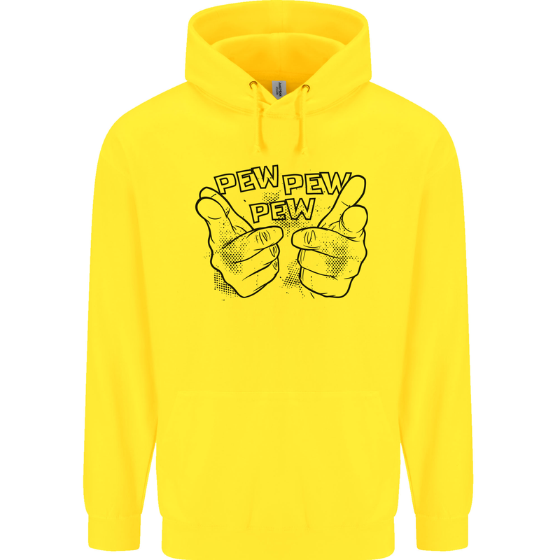 Pew Pew Pew Hands Funny Lightsaber Sci-Fi Mens 80% Cotton Hoodie Yellow