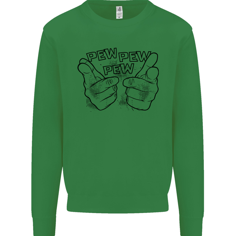 Pew Pew Pew Hands Funny Lightsaber Sci-Fi Mens Sweatshirt Jumper Irish Green