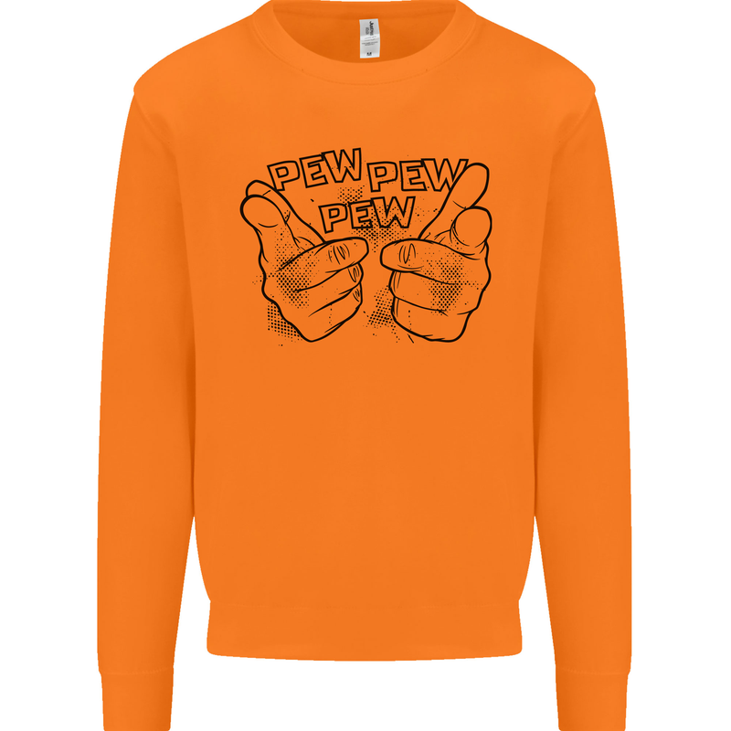 Pew Pew Pew Hands Funny Lightsaber Sci-Fi Mens Sweatshirt Jumper Orange